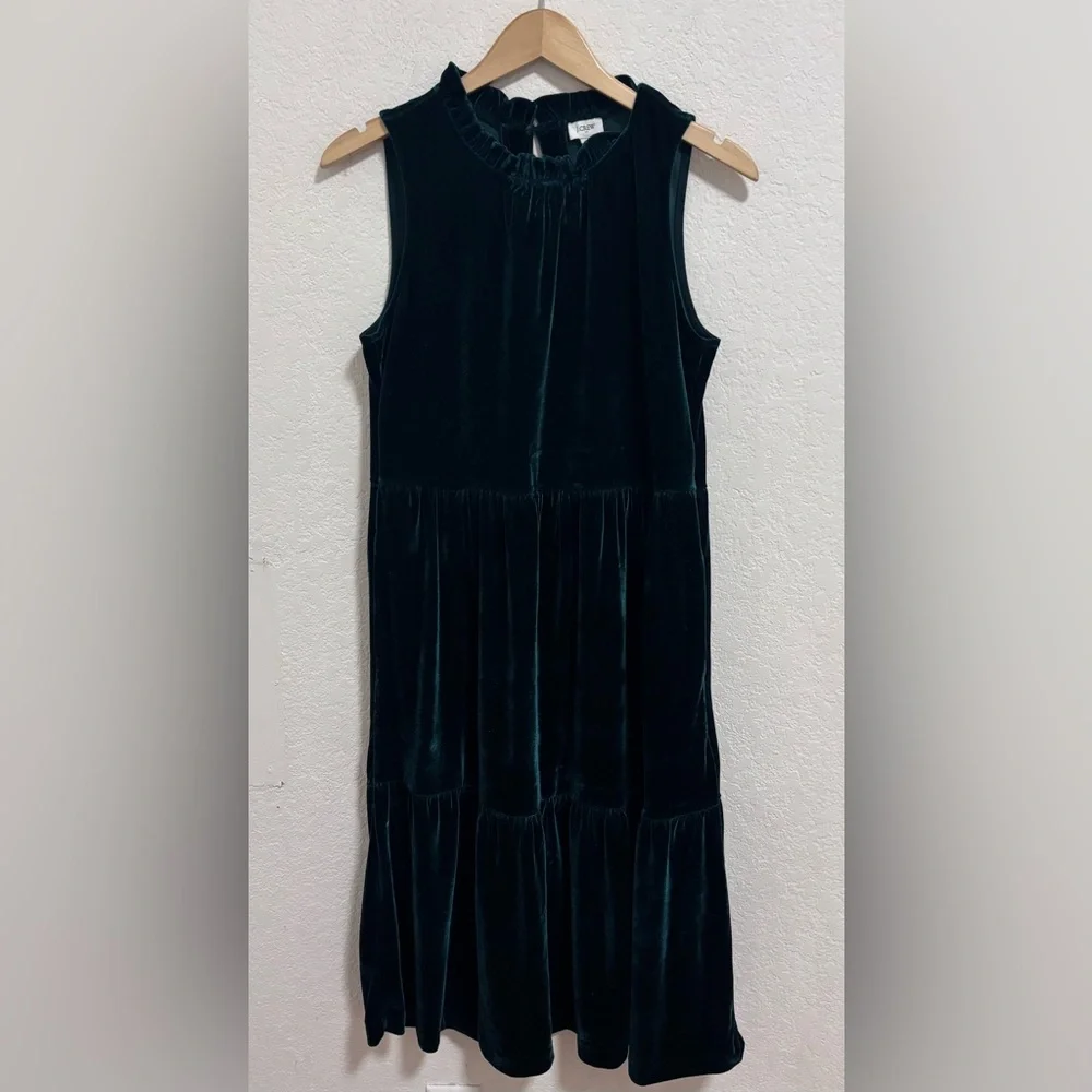 J. Crew velvet tiered midi dress